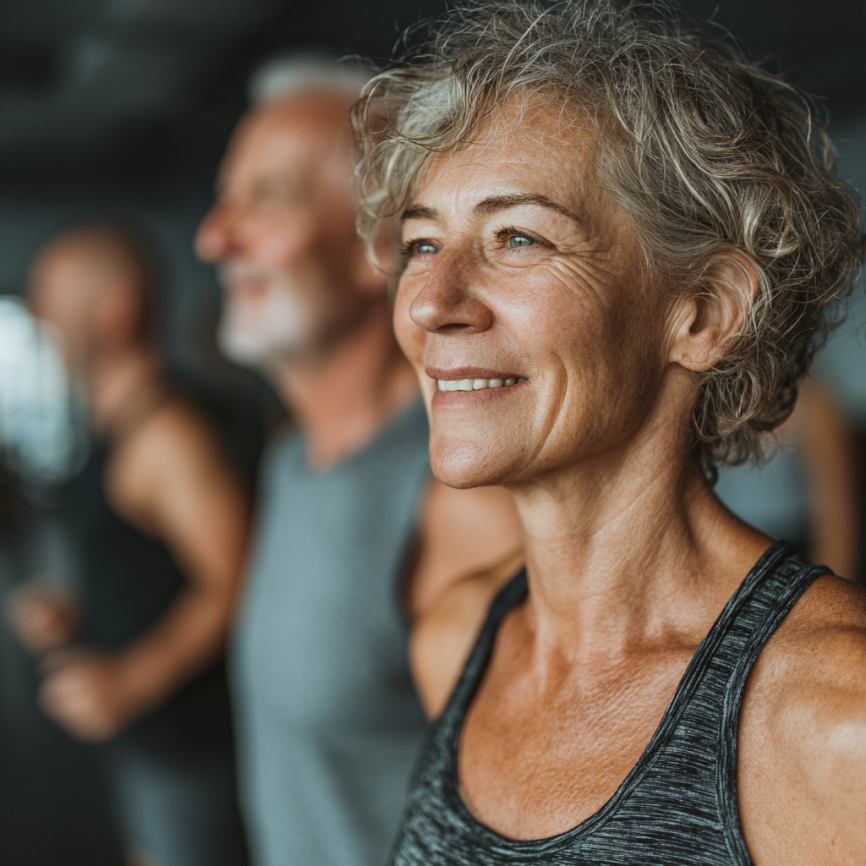 Активні літні люди на тренуванні